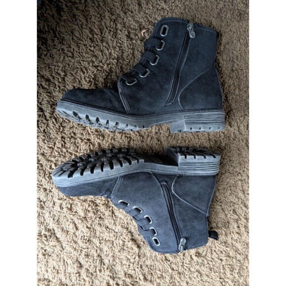 Blowfish Malibu Raco Faux Suede Black Boots Womens Size 10 Combat Ankle - Picture 2 of 8